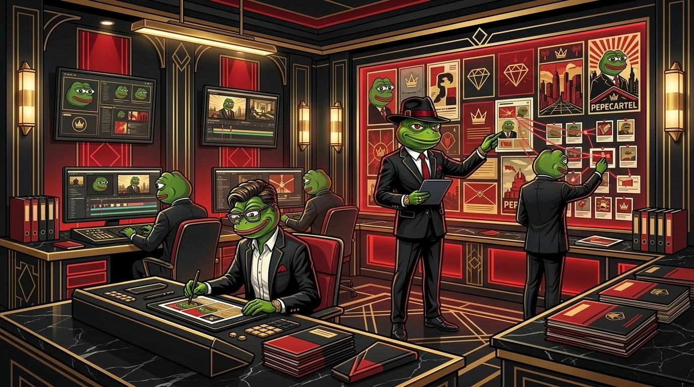 Cartel operatives working the propaganda wall inside the meme command bunker